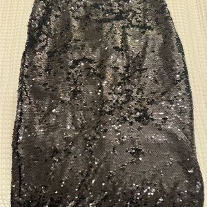 H&M Black Sequined Pencil Skirt